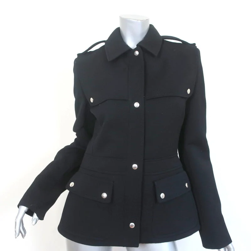 Michael Kors Collection Military Jacket Black Wool Size 8