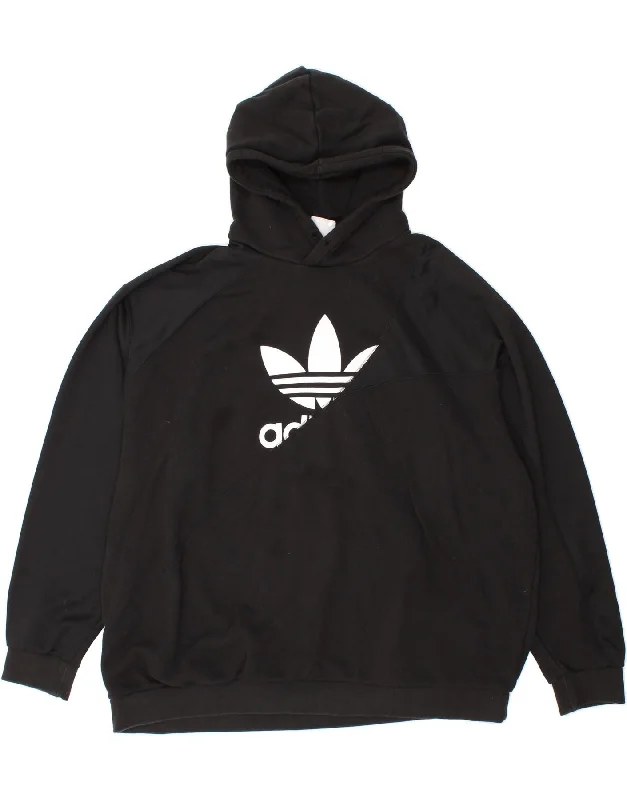 ADIDAS Mens Graphic Hoodie Jumper 2XL Black Cotton