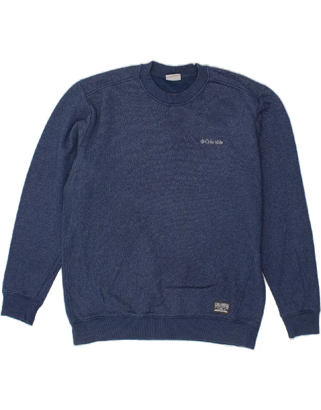 COLUMBIA Mens Sweatshirt Jumper Large Navy Blue Flecked Cotton