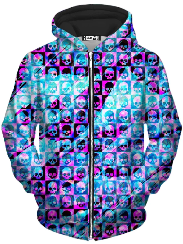 Skull Fam Blue Unisex Zip-Up Hoodie