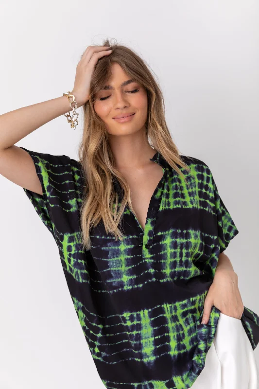 CHICAGO Blouse Navy & Green